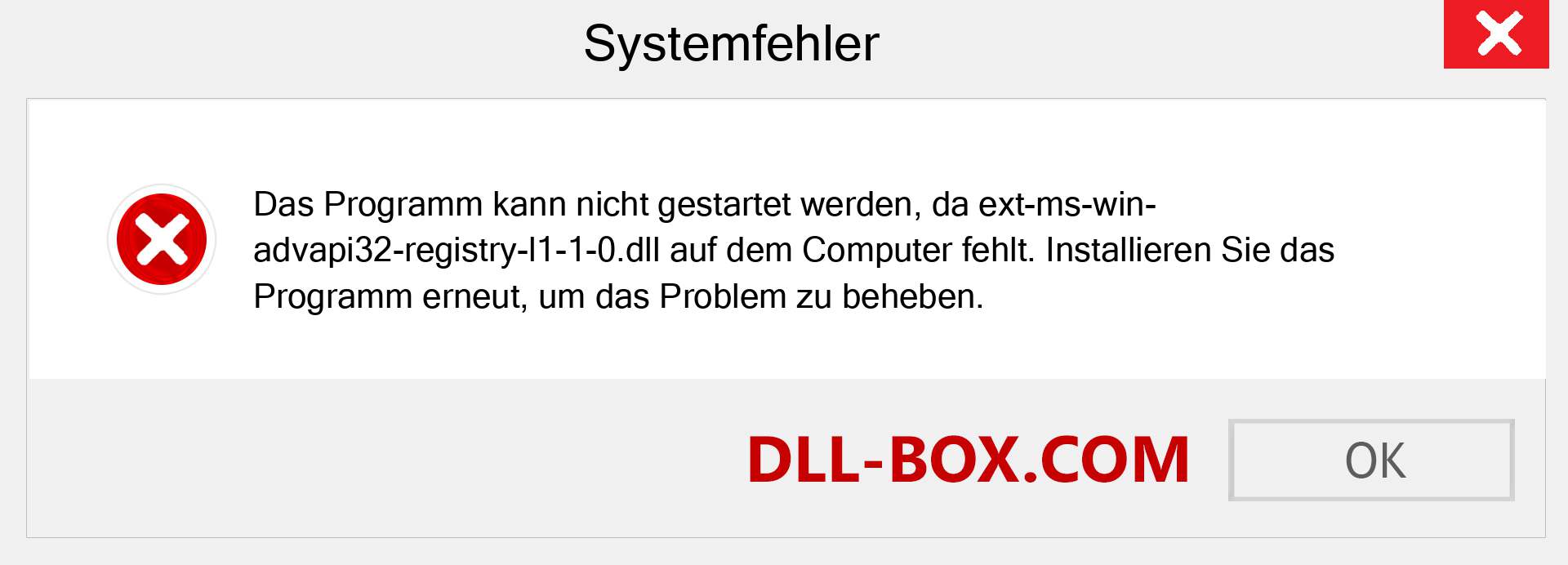 ext-ms-win-advapi32-registry-l1-1-0.dll-Datei fehlt?. Download für Windows 7, 8, 10 - Fix ext-ms-win-advapi32-registry-l1-1-0 dll Missing Error unter Windows, Fotos, Bildern